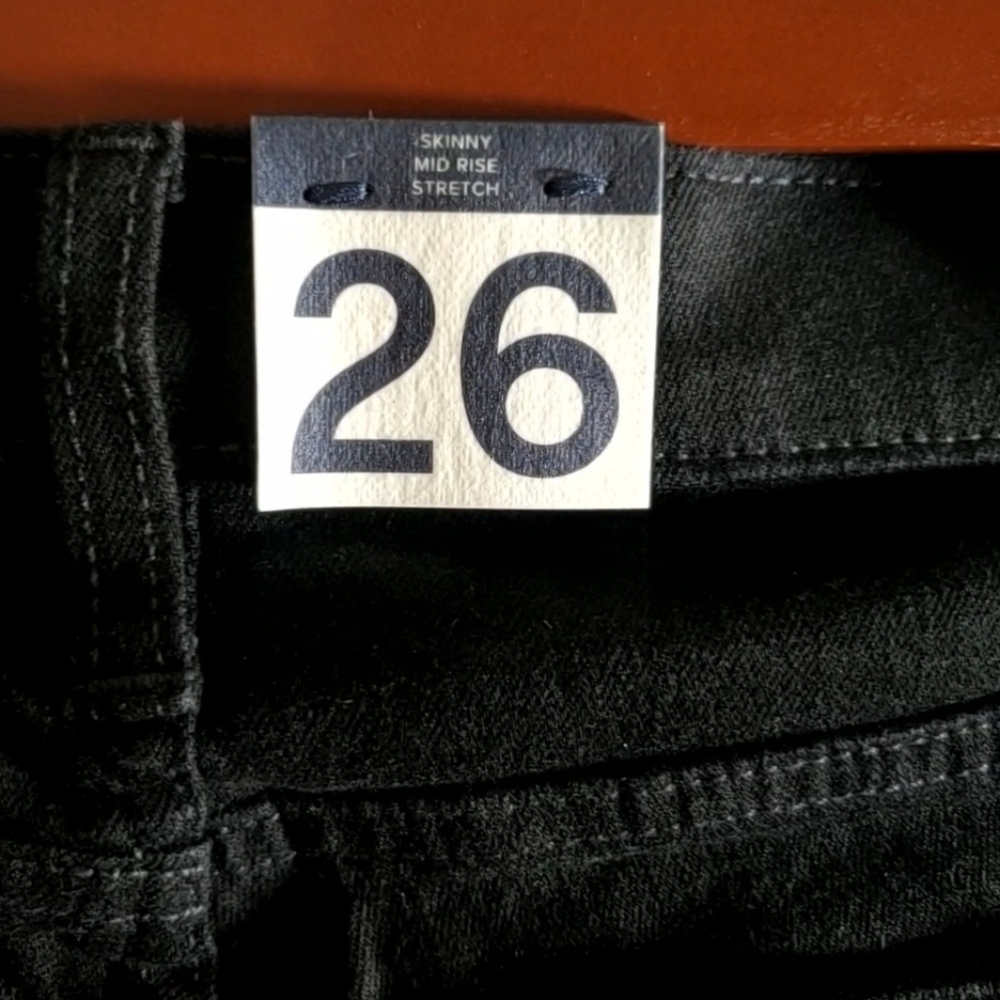 GAP Mid Rise True Skinny Ankle Jeans Black Rinse Size 26/2 RT$80 NWT Biker Moto - Picture 13 of 15